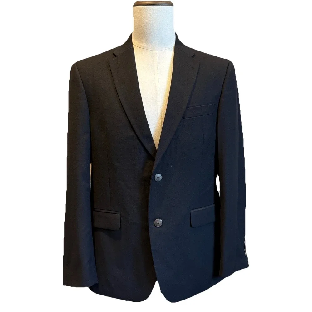 Tommy Hilfiger Sport Coat 40S Black Wool Blend Performance Stretch Modern Blazer